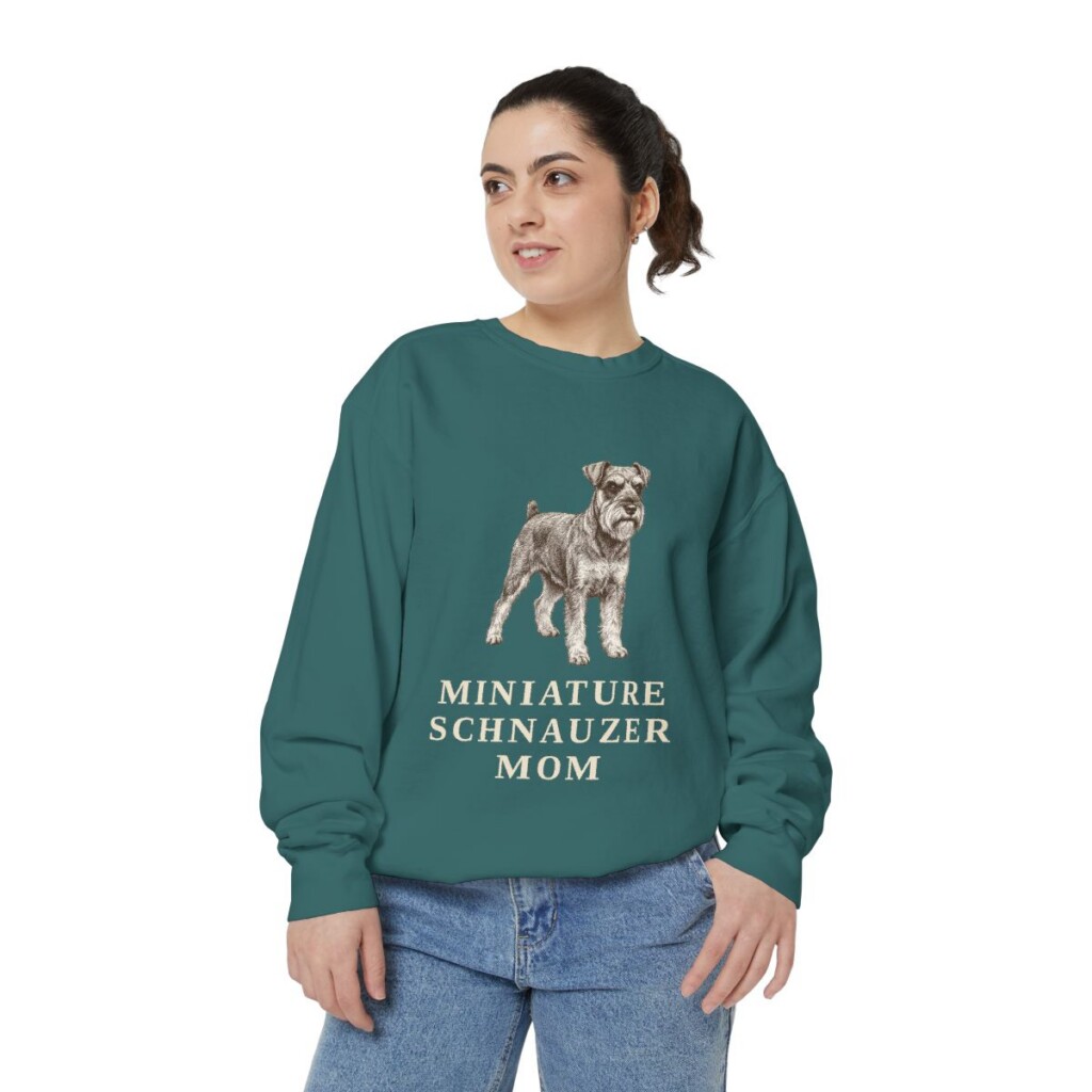 Miniature Schnauzer Mom Sweatshirt, Blue Spruce, person 2 front