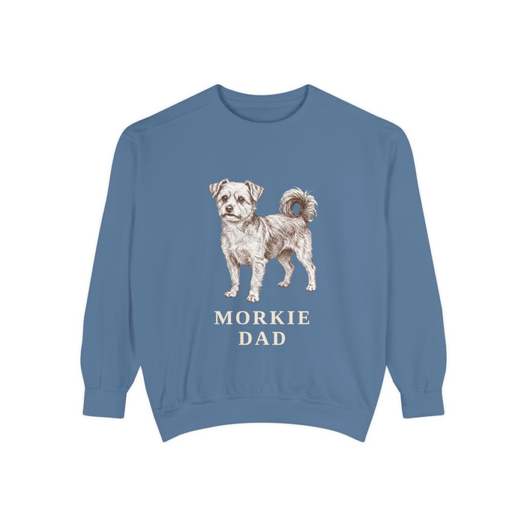 Morkie Dad Sweatshirt, Blue Jean, front view