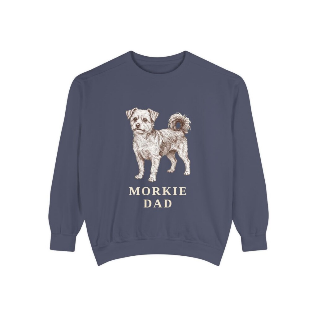 Morkie Dad Sweatshirt, Denim, front view