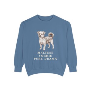 Morkie Humor Sweatshirt, Blue Jean, front view