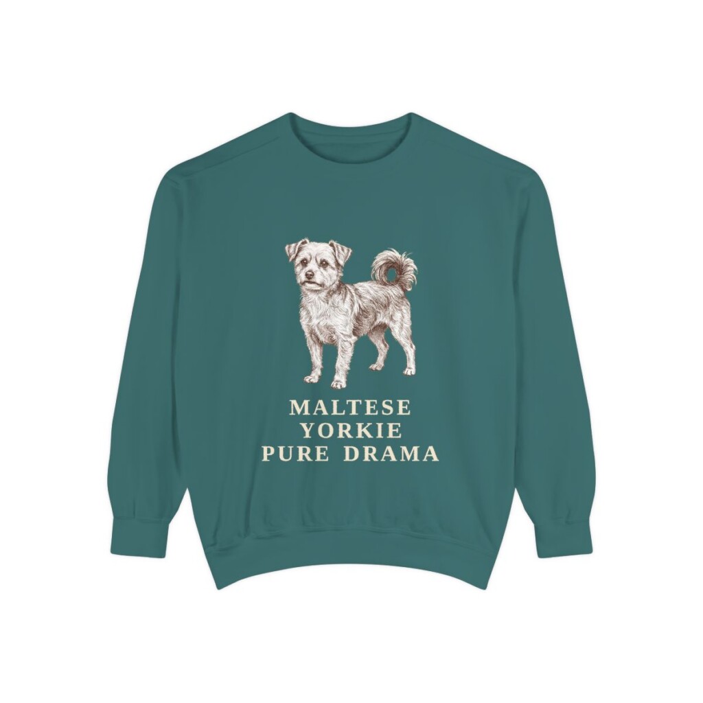 Morkie Humor Sweatshirt, Blue Spruce, front view