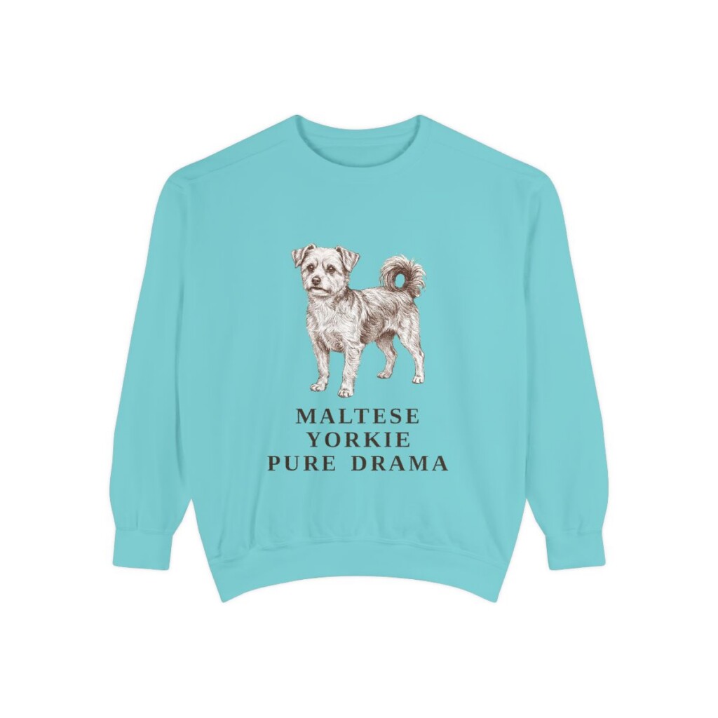 Morkie Humor Sweatshirt, Chalky Mint, front view