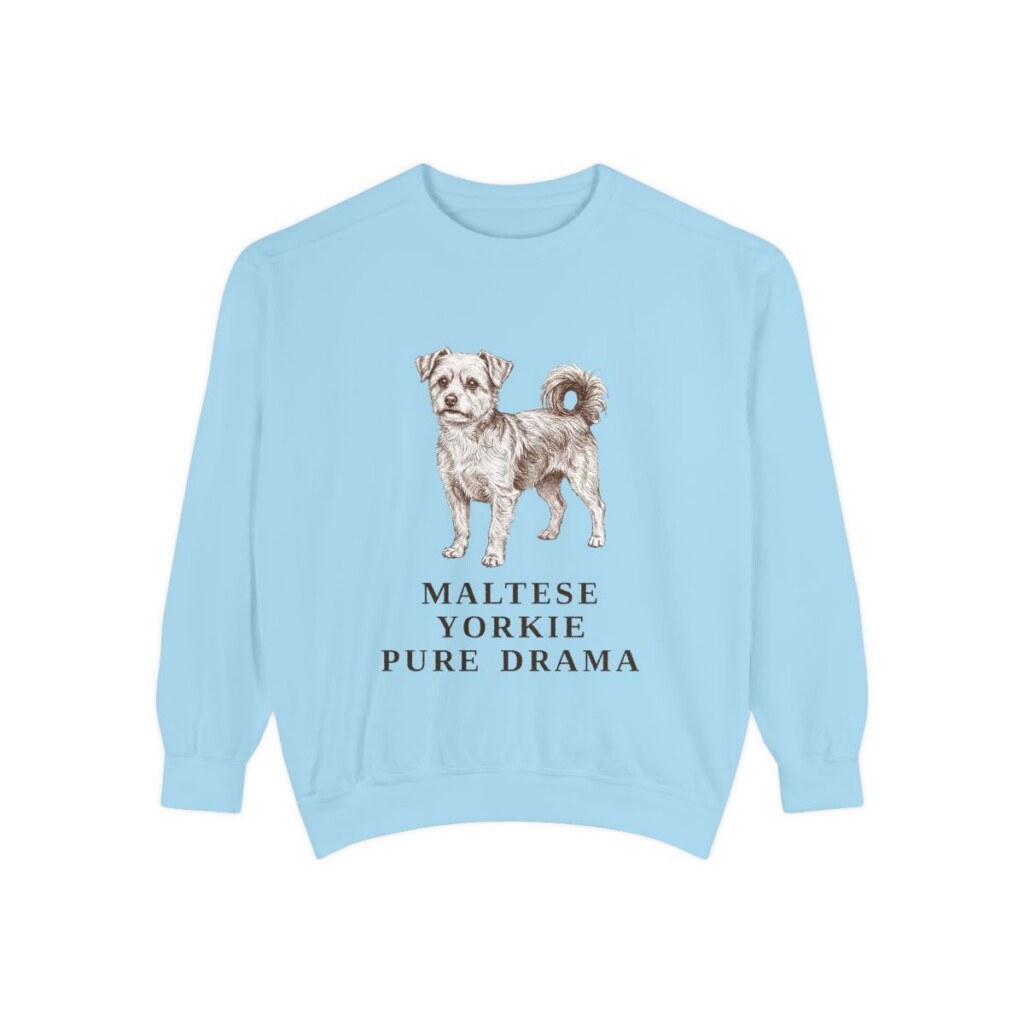 Morkie Humor Sweatshirt, Chambray, front view