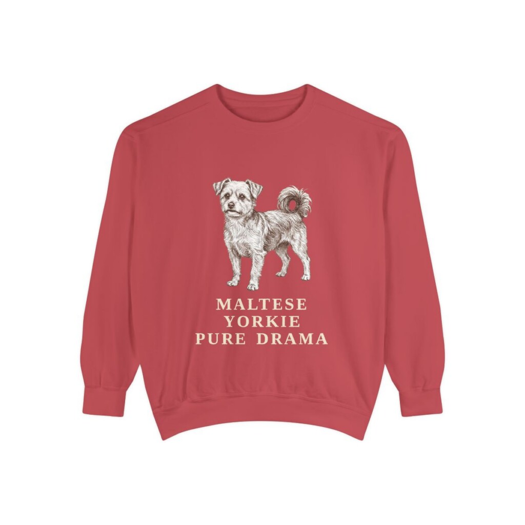 Morkie Humor Sweatshirt, Crimson, front view