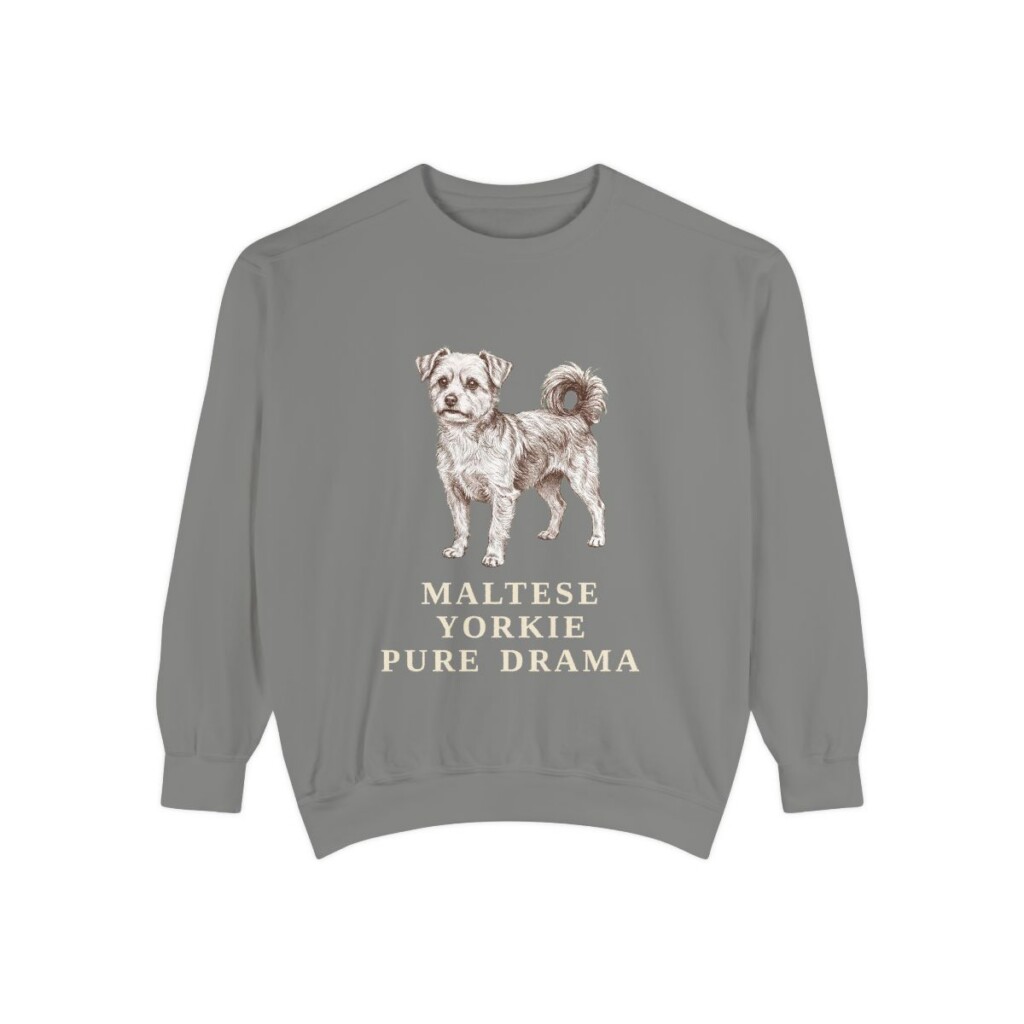Morkie Humor Sweatshirt, Grey, front view