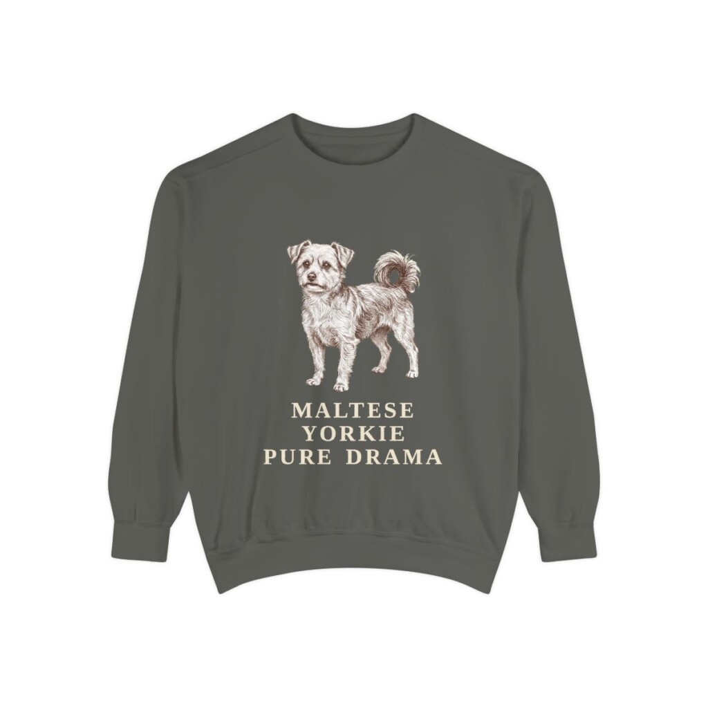 Morkie Humor Sweatshirt, Pepper, front view