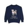 Morkie Humor Sweatshirt, True Navy, front view
