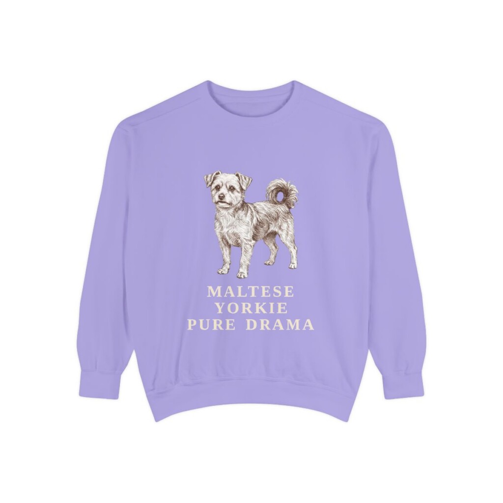 Morkie Humor Sweatshirt, Violet, front view