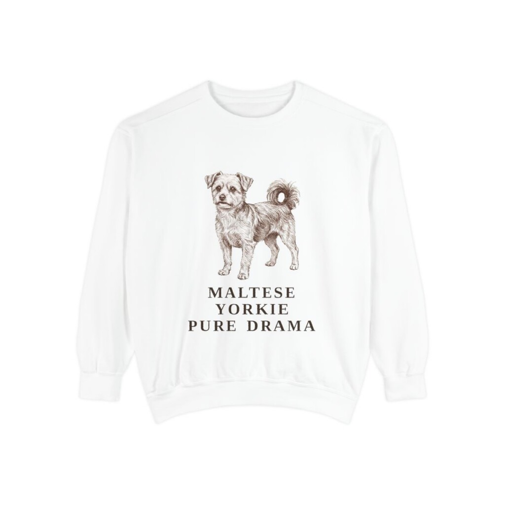 Morkie Humor Sweatshirt, White, front view