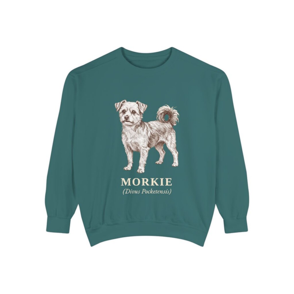 Morkie Latin Sweatshirt, Blue Spruce, front view