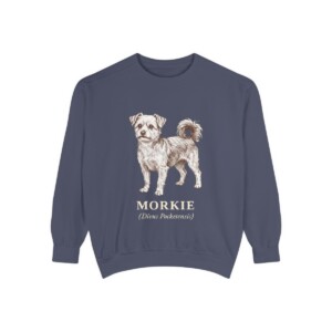 Morkie Latin Sweatshirt, Denim, front view