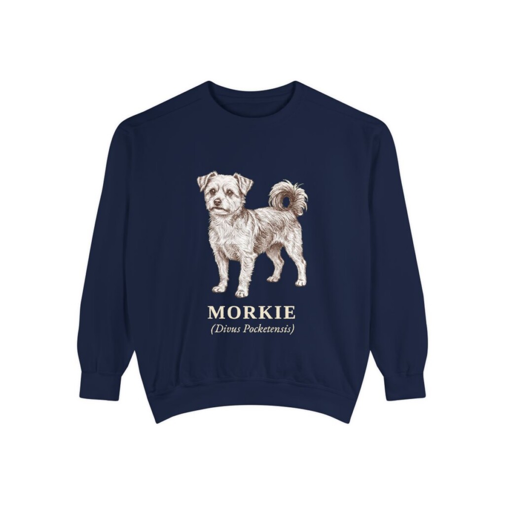 Morkie Latin Sweatshirt, True Navy, front view