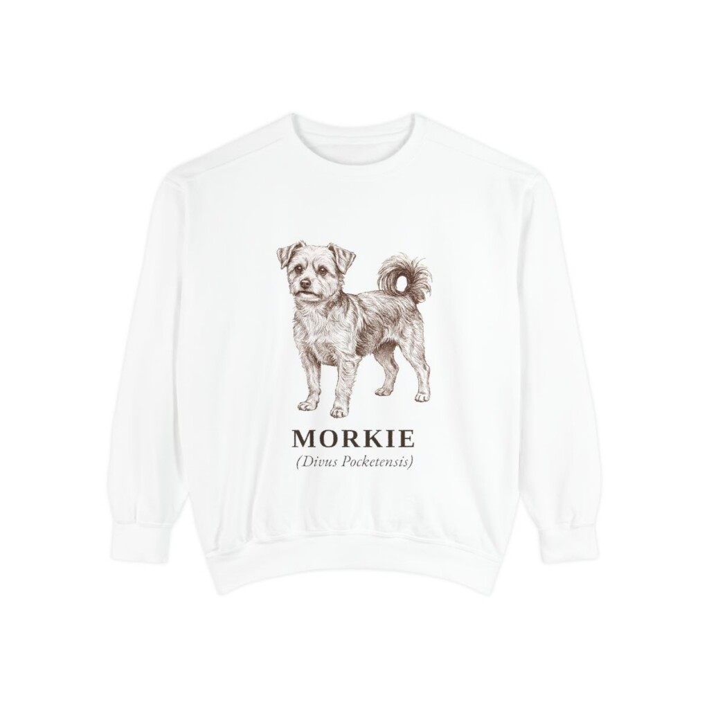 Morkie Latin Sweatshirt, White, front view