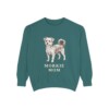 morkie-sweatshirt-mom-blue-spruce Morkie Mom Sweatshirt, Blue Spruce, front view