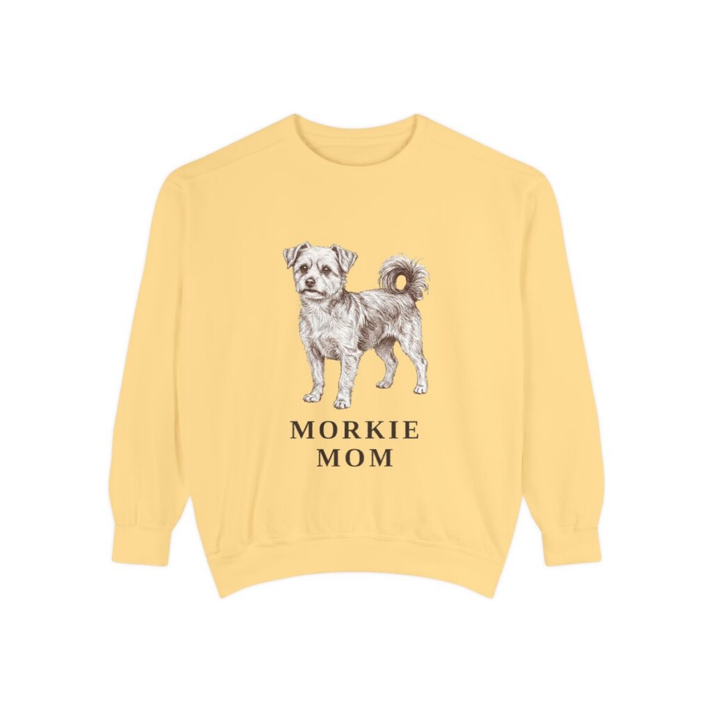 morkie-sweatshirt-mom-butter Morkie Mom Sweatshirt, Butter, front view