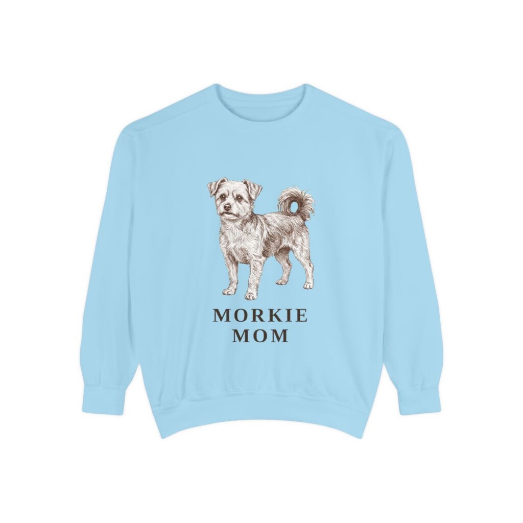 morkie-sweatshirt-mom-chambray Morkie Mom Sweatshirt, Chambray, front view