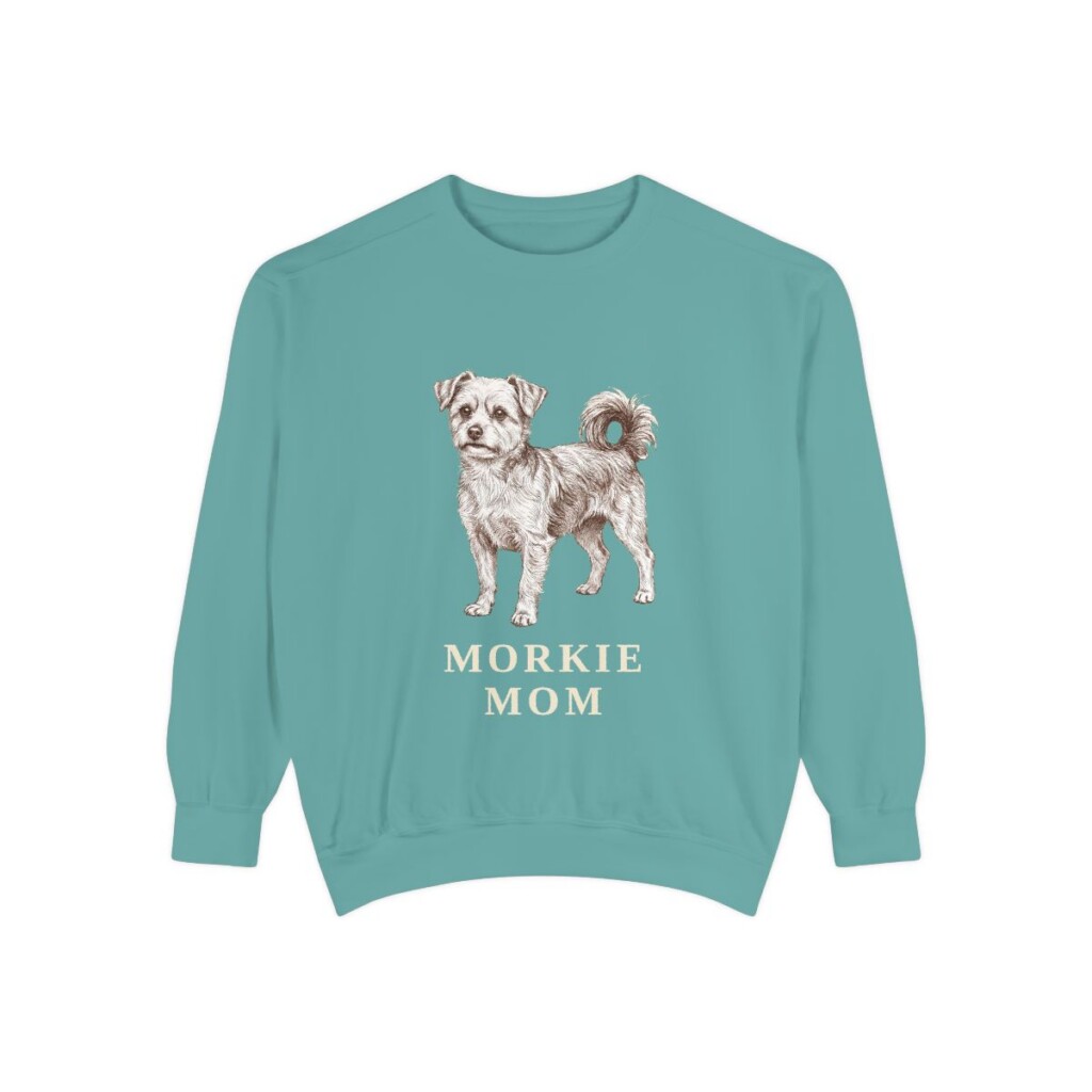 morkie-sweatshirt-mom-seafoam Morkie Mom Sweatshirt, Seafoam, front view