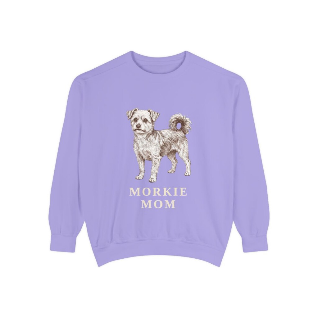morkie-sweatshirt-mom-violet Morkie Mom Sweatshirt, Violet, front view