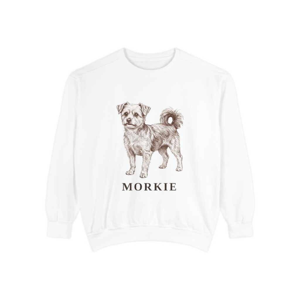 Morkie Sweatshirt, White, front view