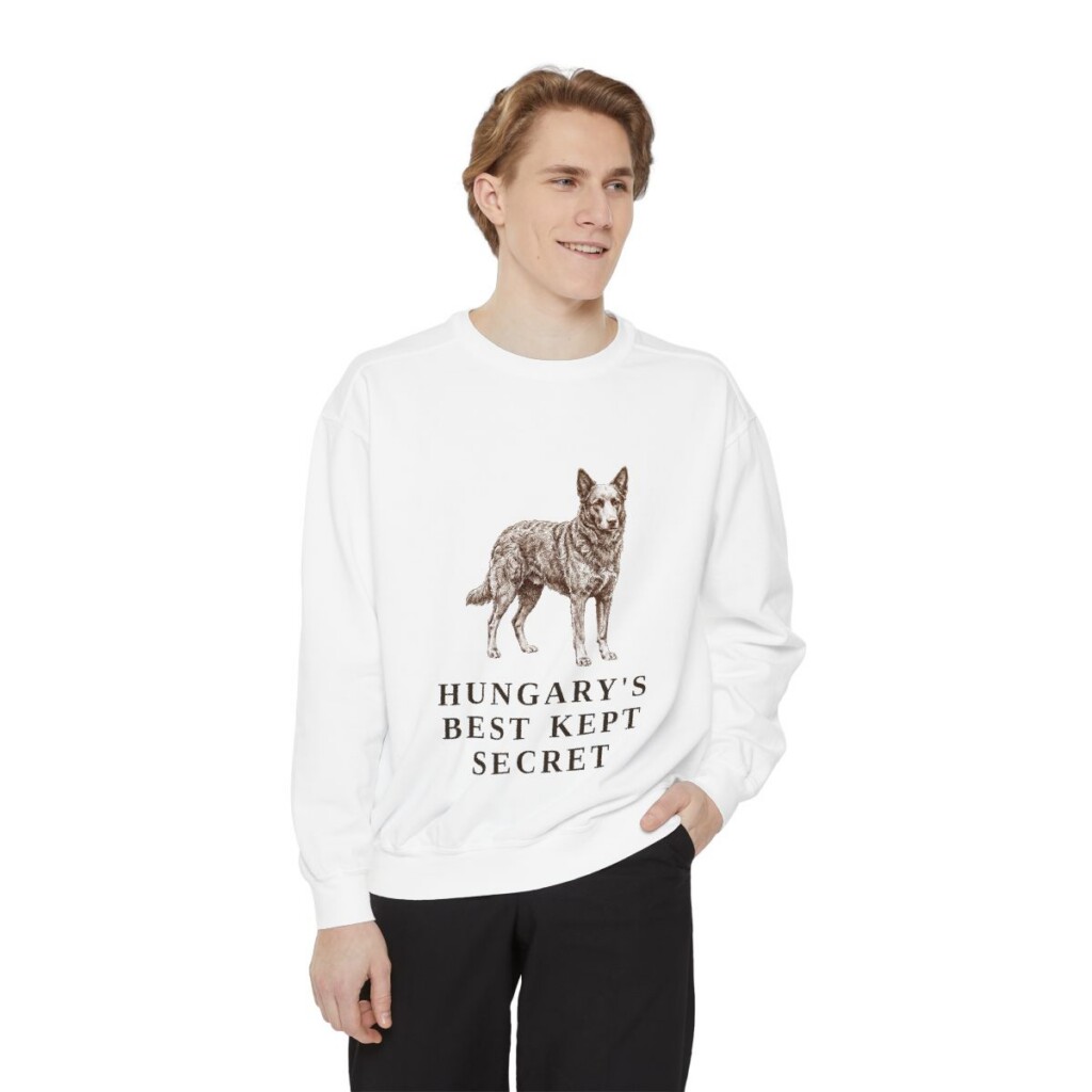 Mudi Humor Sweatshirt, White, person 1 front