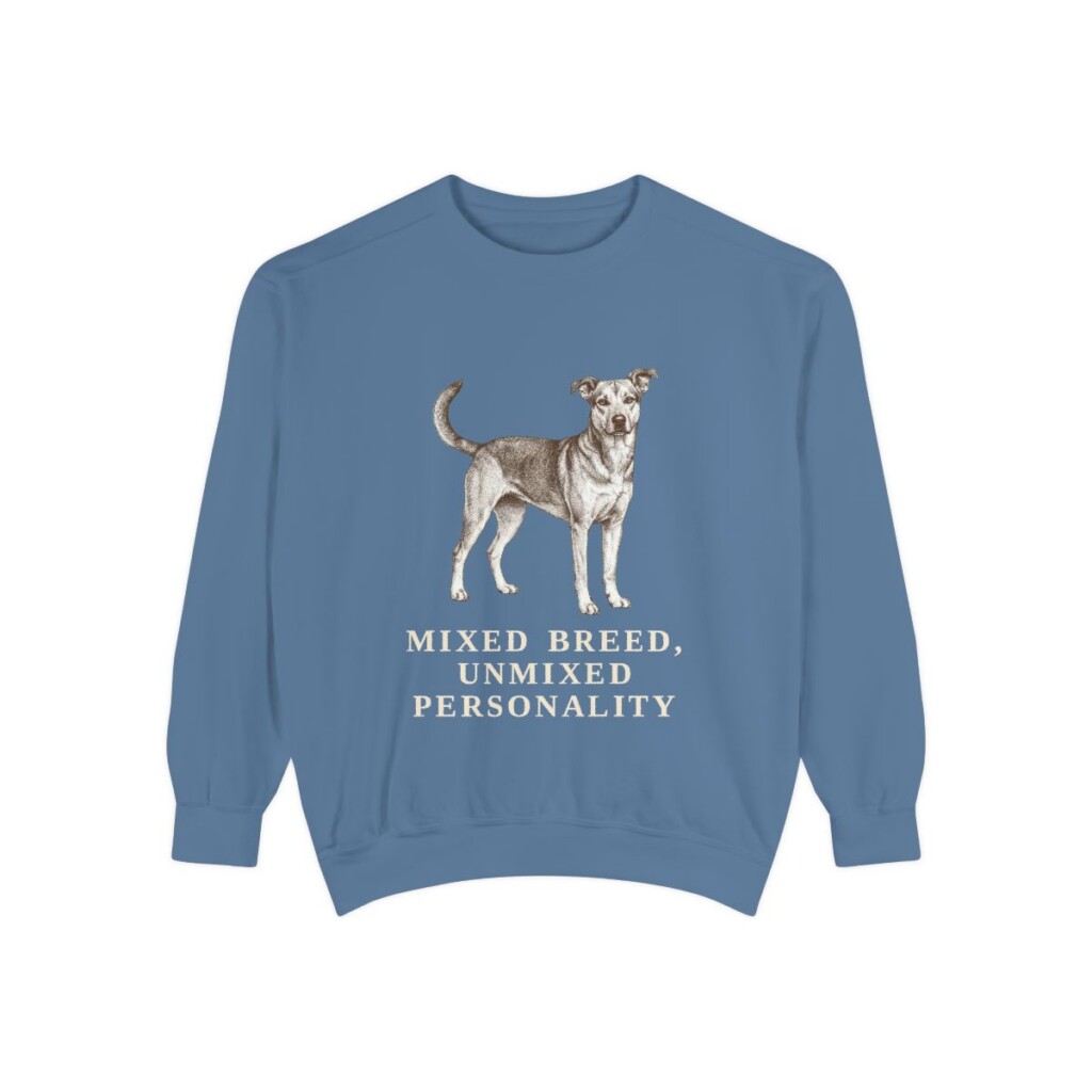 Mutt Humor Sweatshirt, Blue Jean, front view