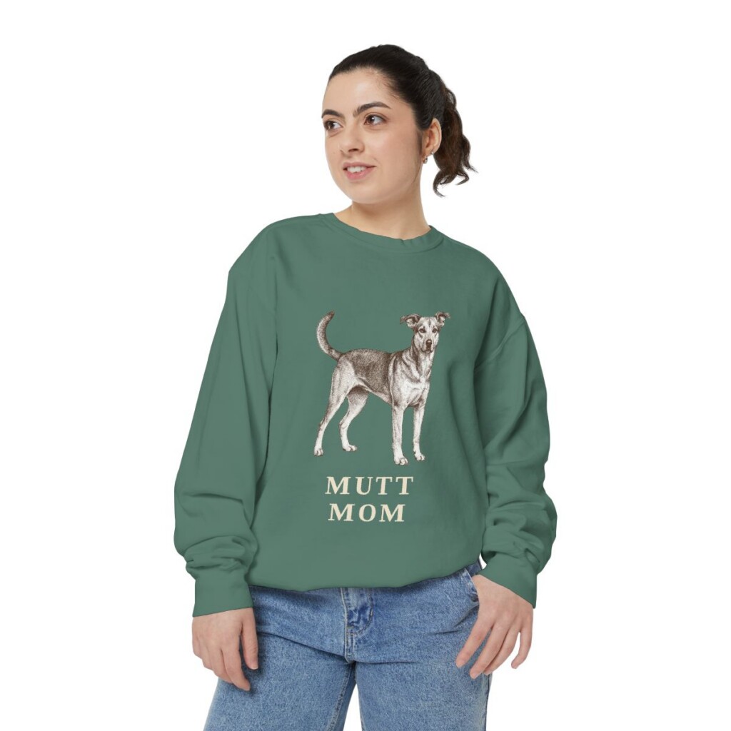 Mutt Mom Sweatshirt, Light Green, person 2 front