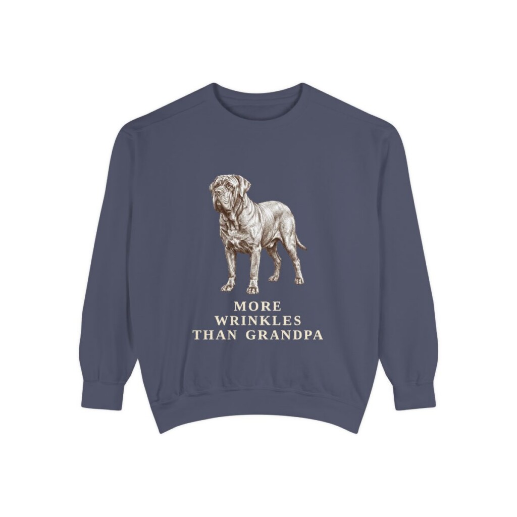 Neapolitan Mastiff Humor Sweatshirt, Denim, front view