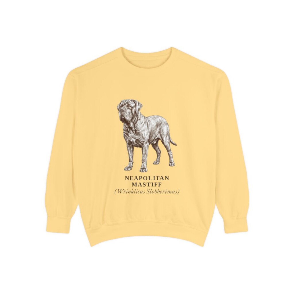 neapolitan-mastiff-sweatshirt-latin-butter Neapolitan Mastiff Latin Sweatshirt, Butter, front view