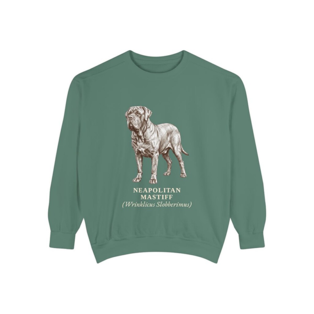 neapolitan-mastiff-sweatshirt-latin-light-green Neapolitan Mastiff Latin Sweatshirt, Light Green, front view
