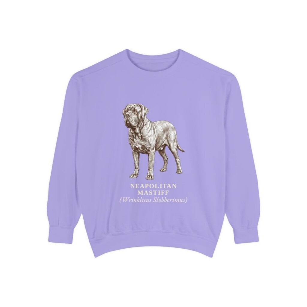 neapolitan-mastiff-sweatshirt-latin-violet Neapolitan Mastiff Latin Sweatshirt, Violet, front view