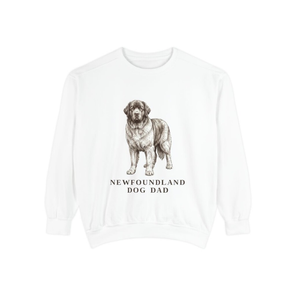Newfoundland Dog Dad Sweatshirt, White, front view