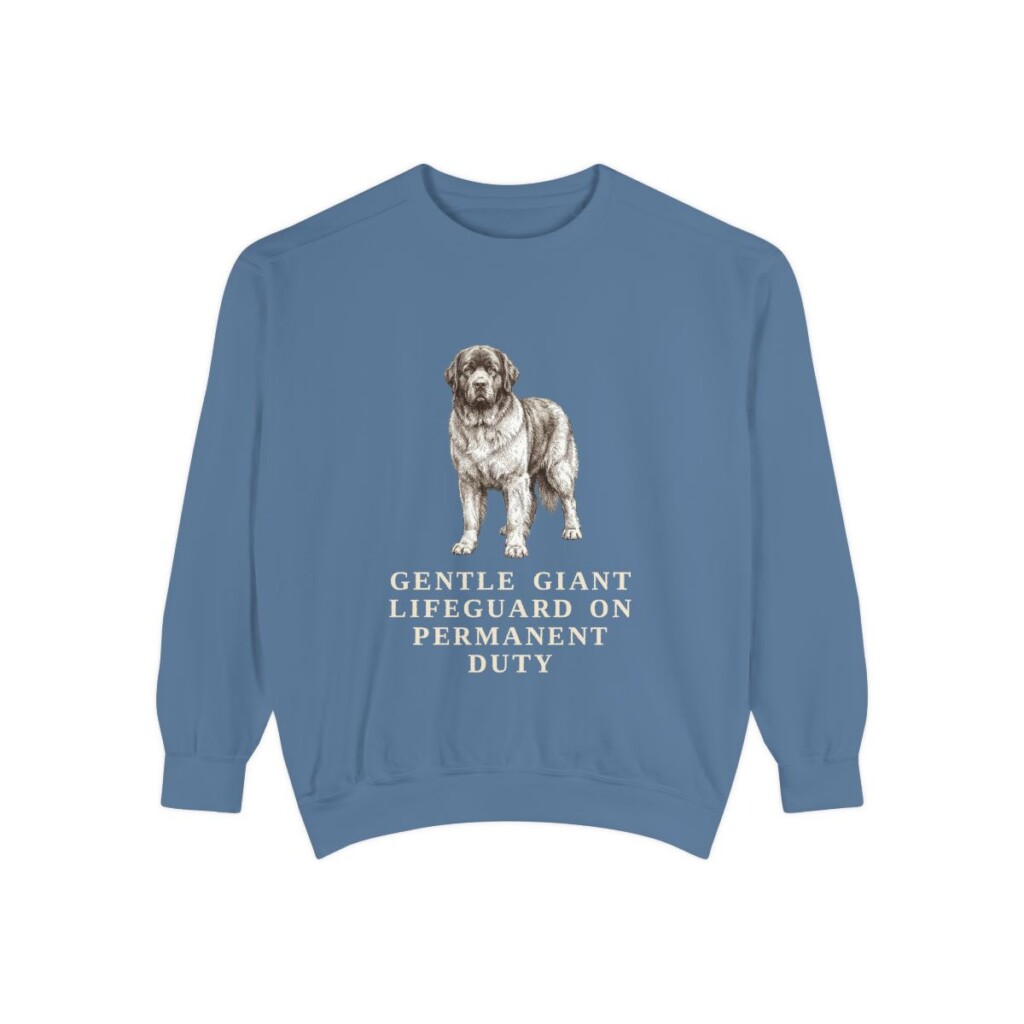 newfoundland-dog-sweatshirt-humor-blue-jean Newfoundland Dog Humor Sweatshirt, Blue Jean, front view