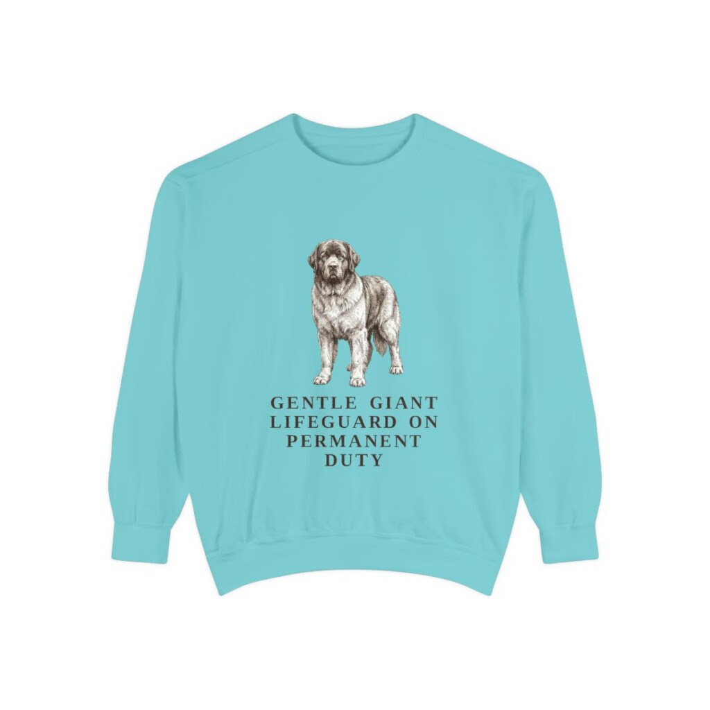 newfoundland-dog-sweatshirt-humor-chalky-mint Newfoundland Dog Humor Sweatshirt, Chalky Mint, front view