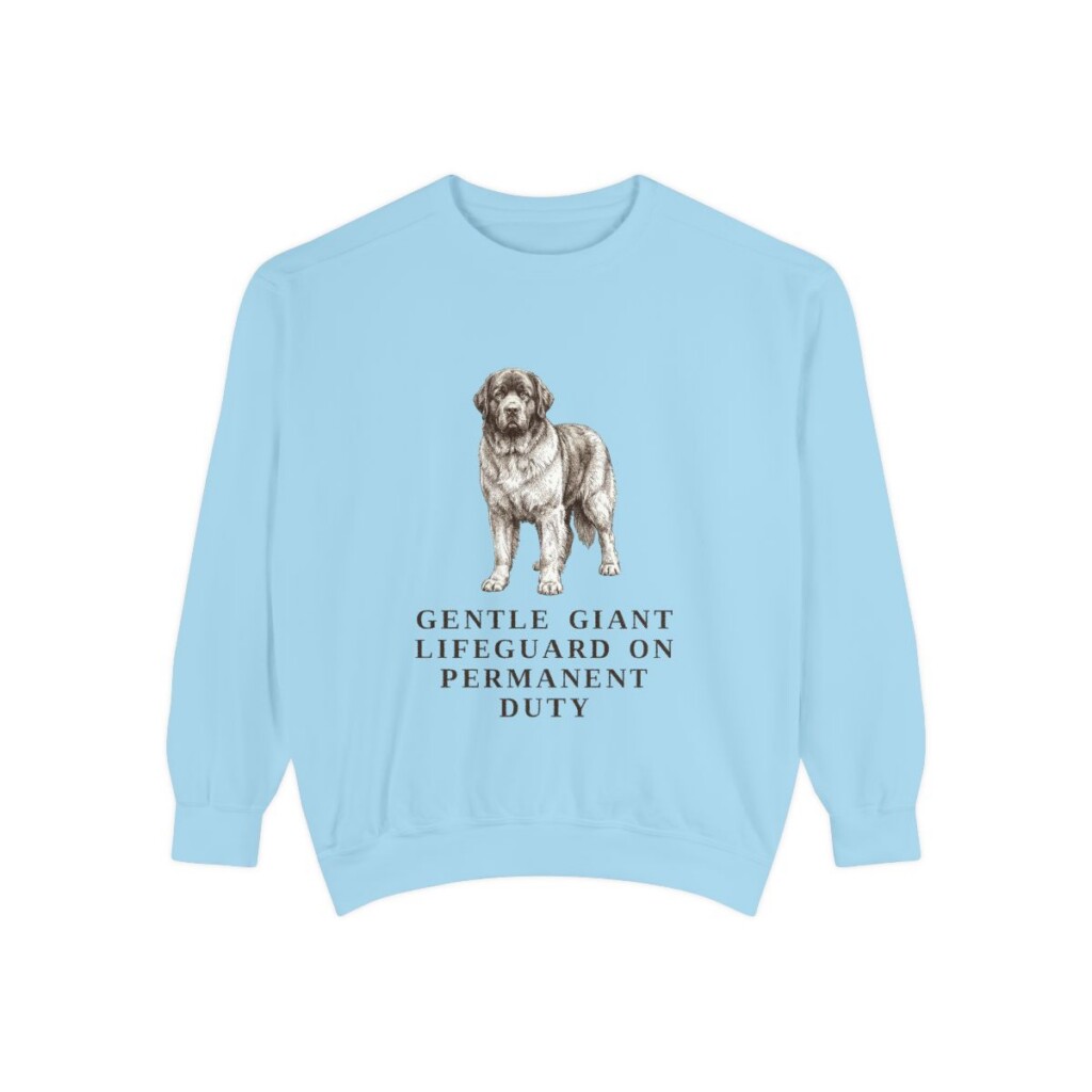 newfoundland-dog-sweatshirt-humor-chambray Newfoundland Dog Humor Sweatshirt, Chambray, front view