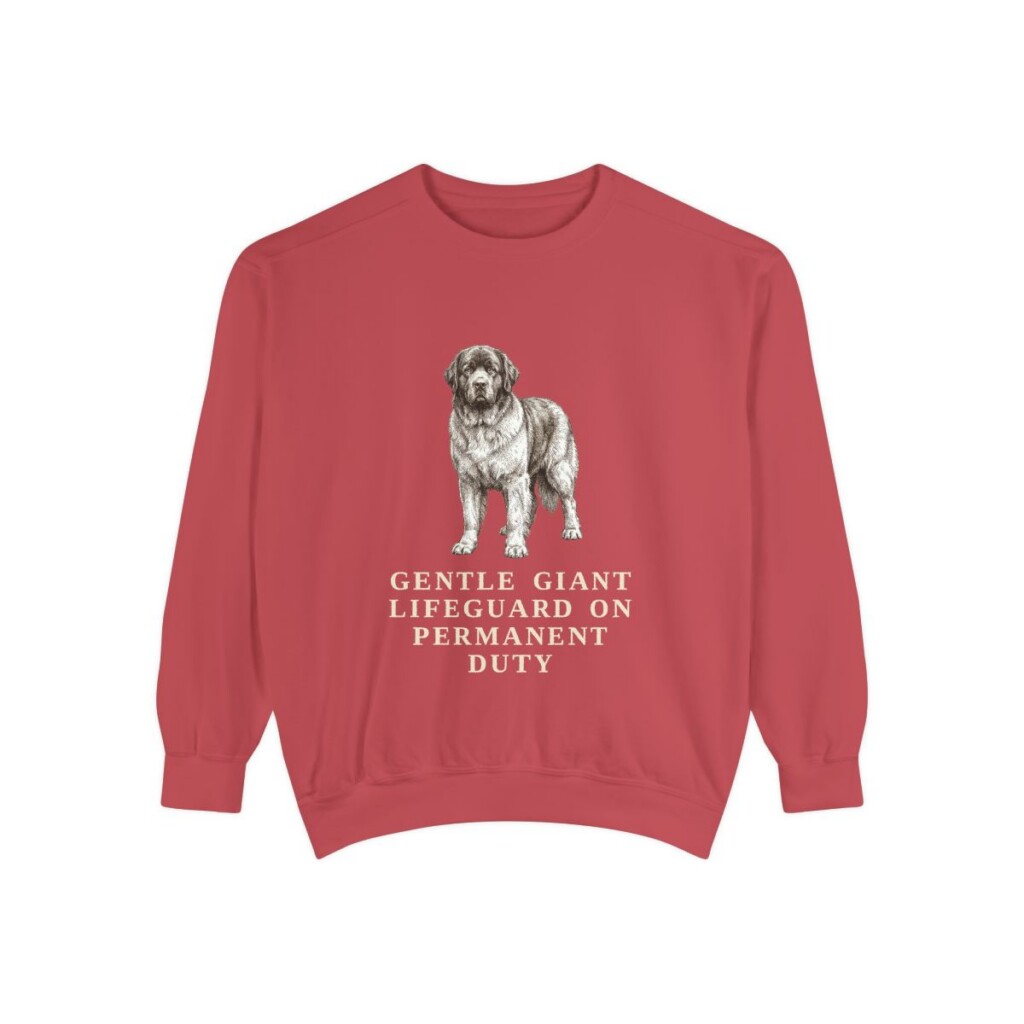 newfoundland-dog-sweatshirt-humor-crimson Newfoundland Dog Humor Sweatshirt, Crimson, front view