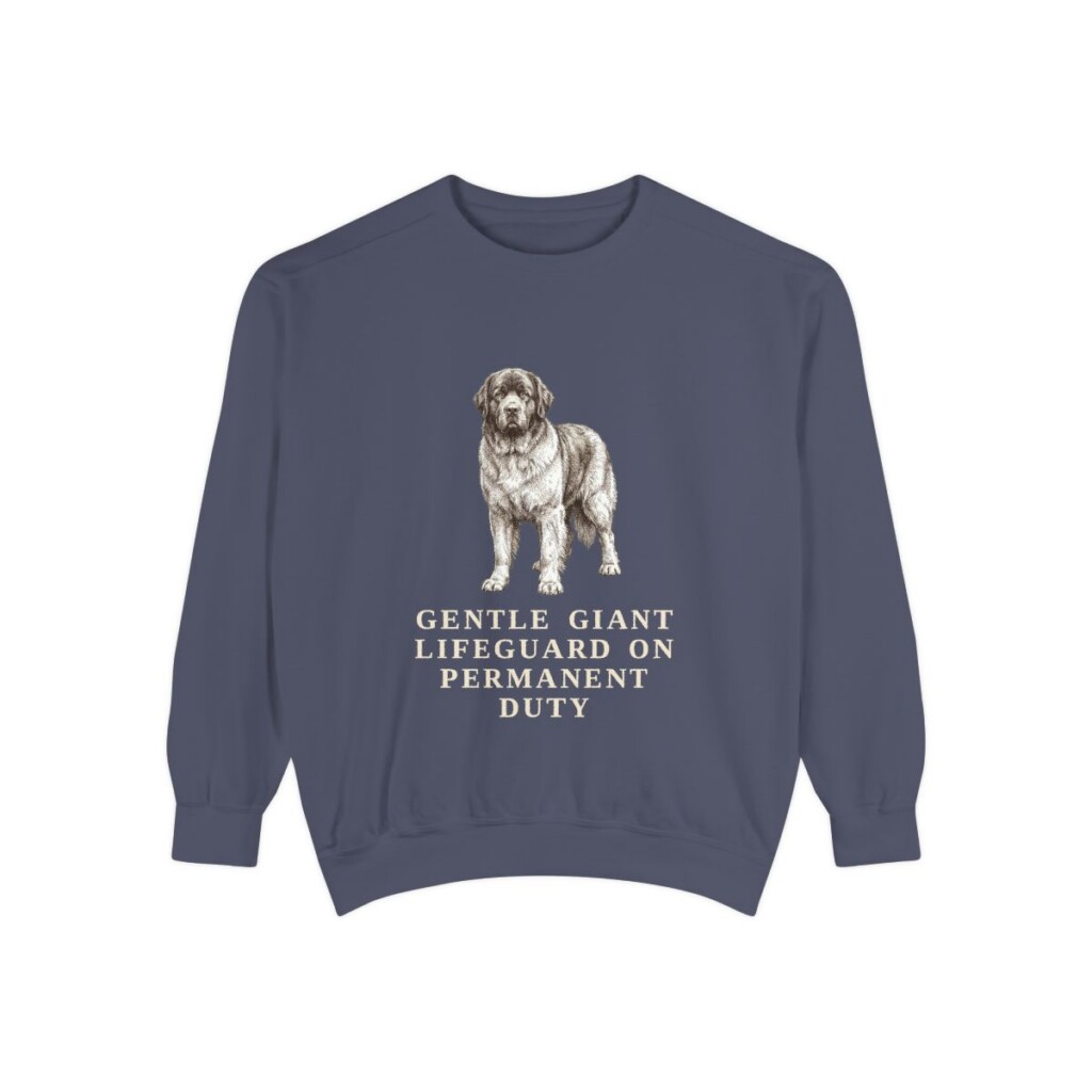 newfoundland-dog-sweatshirt-humor-denim Newfoundland Dog Humor Sweatshirt, Denim, front view