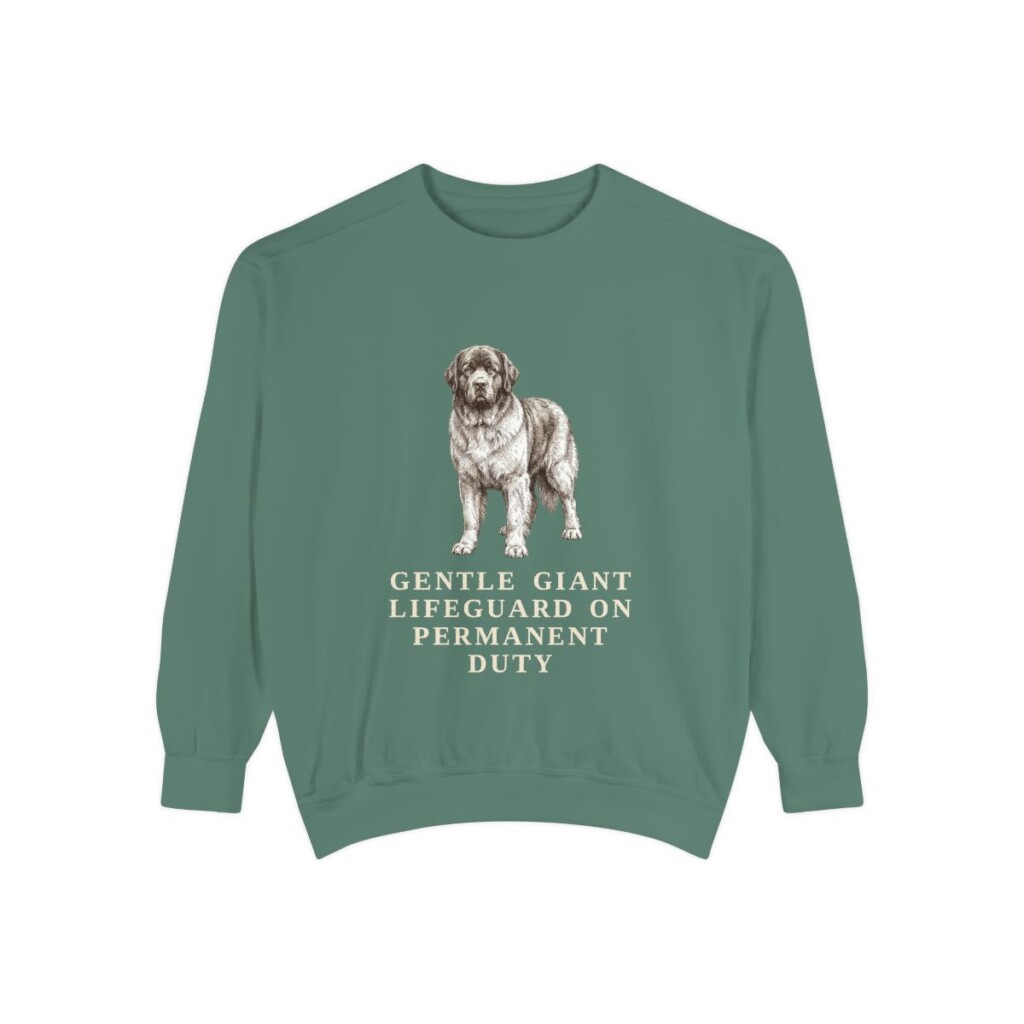 newfoundland-dog-sweatshirt-humor-light-green Newfoundland Dog Humor Sweatshirt, Light Green, front view