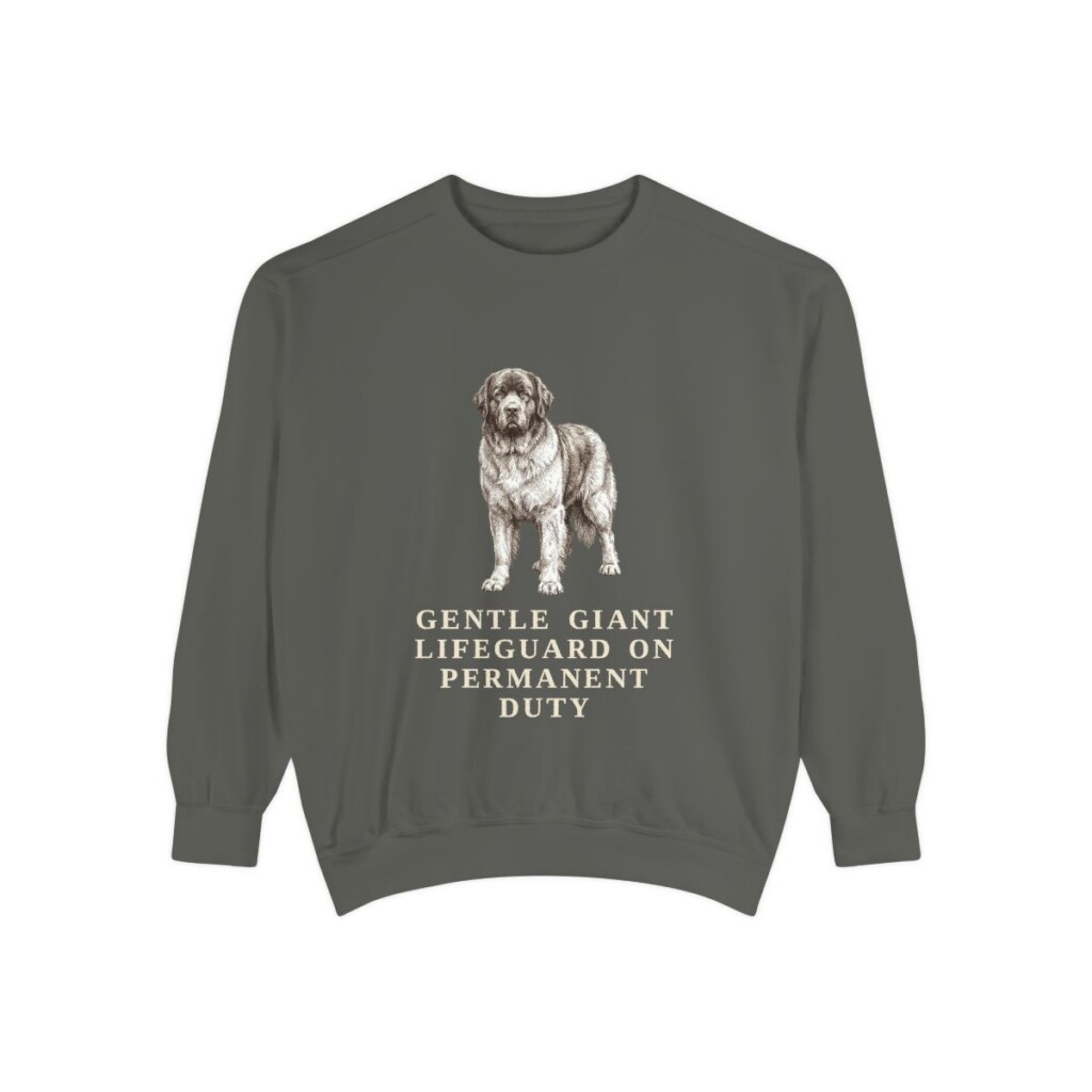 newfoundland-dog-sweatshirt-humor-pepper Newfoundland Dog Humor Sweatshirt, Pepper, front view