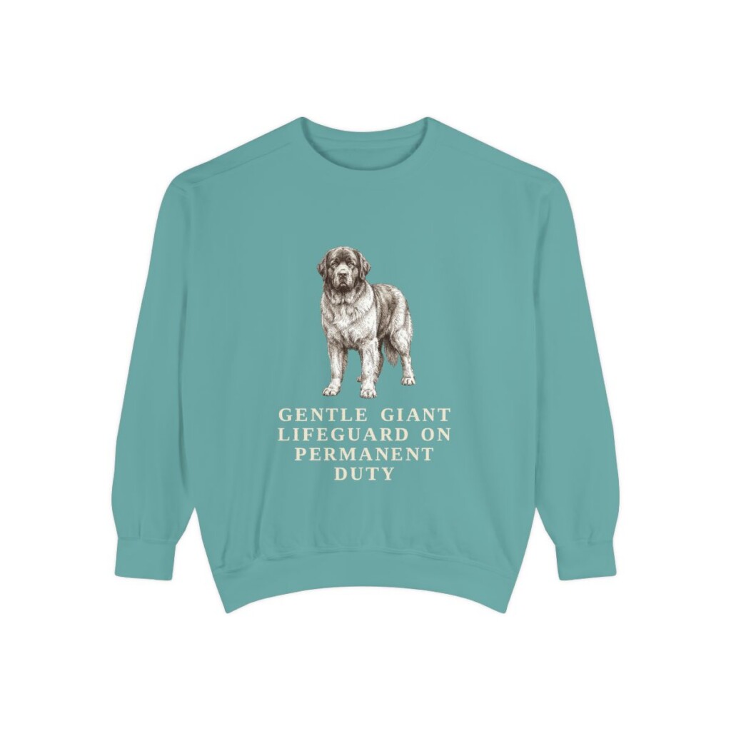 newfoundland-dog-sweatshirt-humor-seafoam Newfoundland Dog Humor Sweatshirt, Seafoam, front view