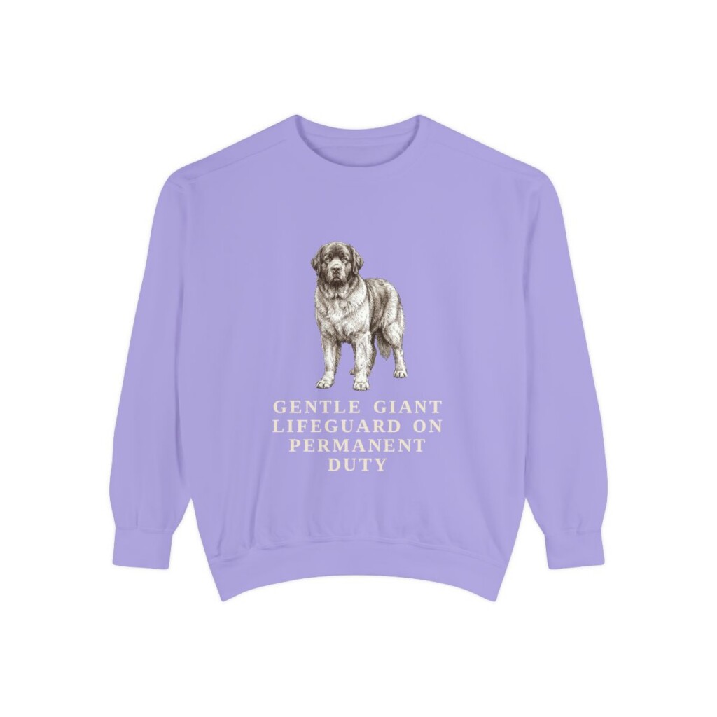 newfoundland-dog-sweatshirt-humor-violet Newfoundland Dog Humor Sweatshirt, Violet, front view