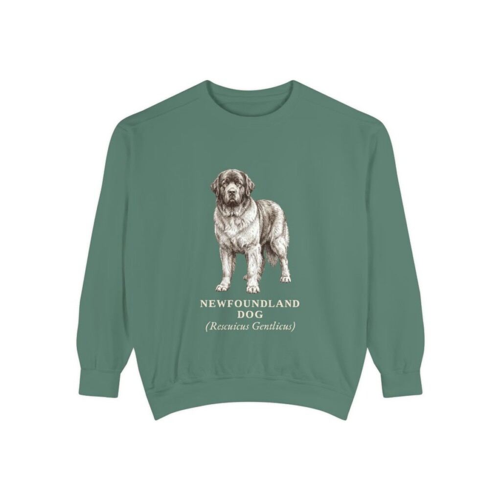Newfoundland Dog Latin Sweatshirt, Light Green, front view