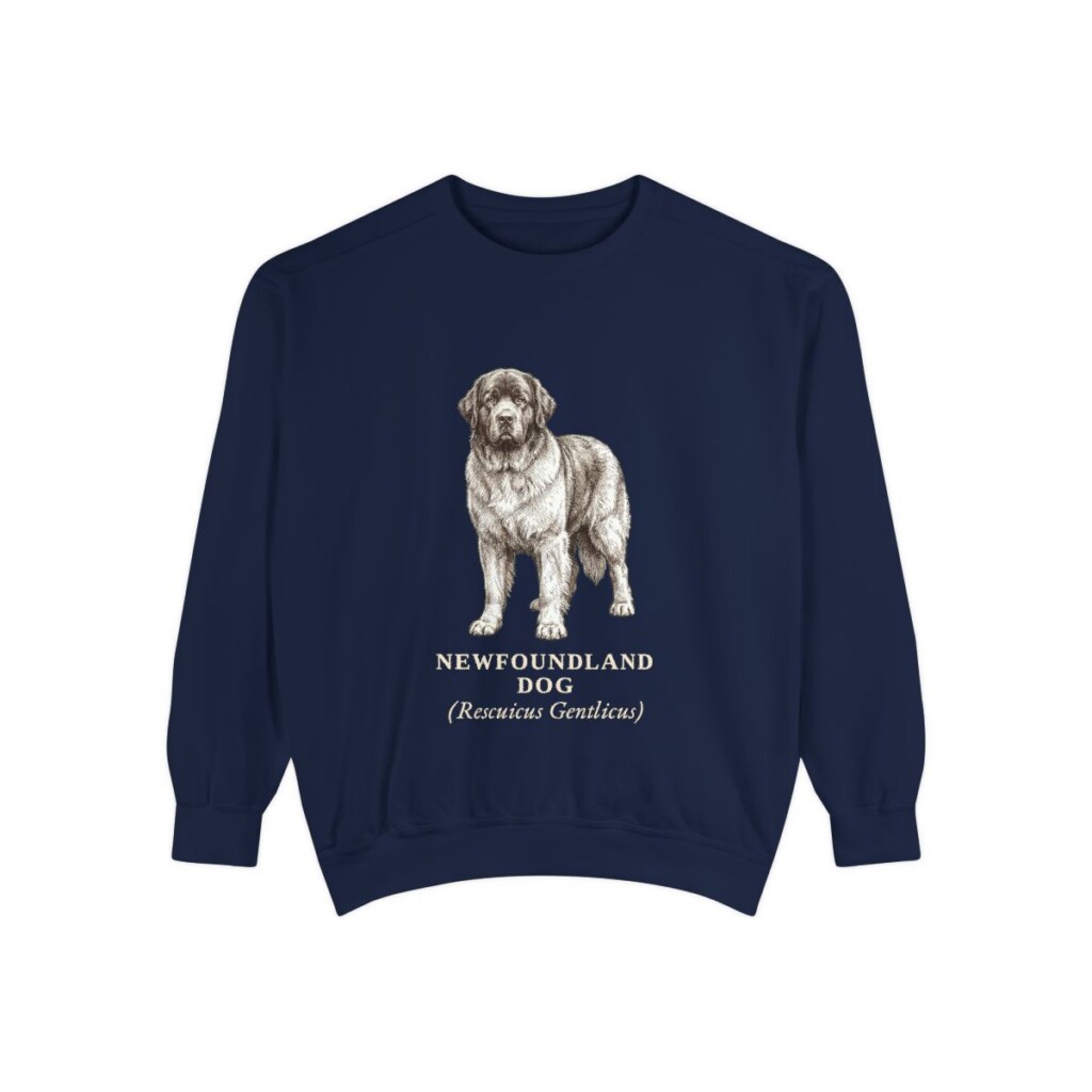 Newfoundland Dog Latin Sweatshirt, True Navy, front view