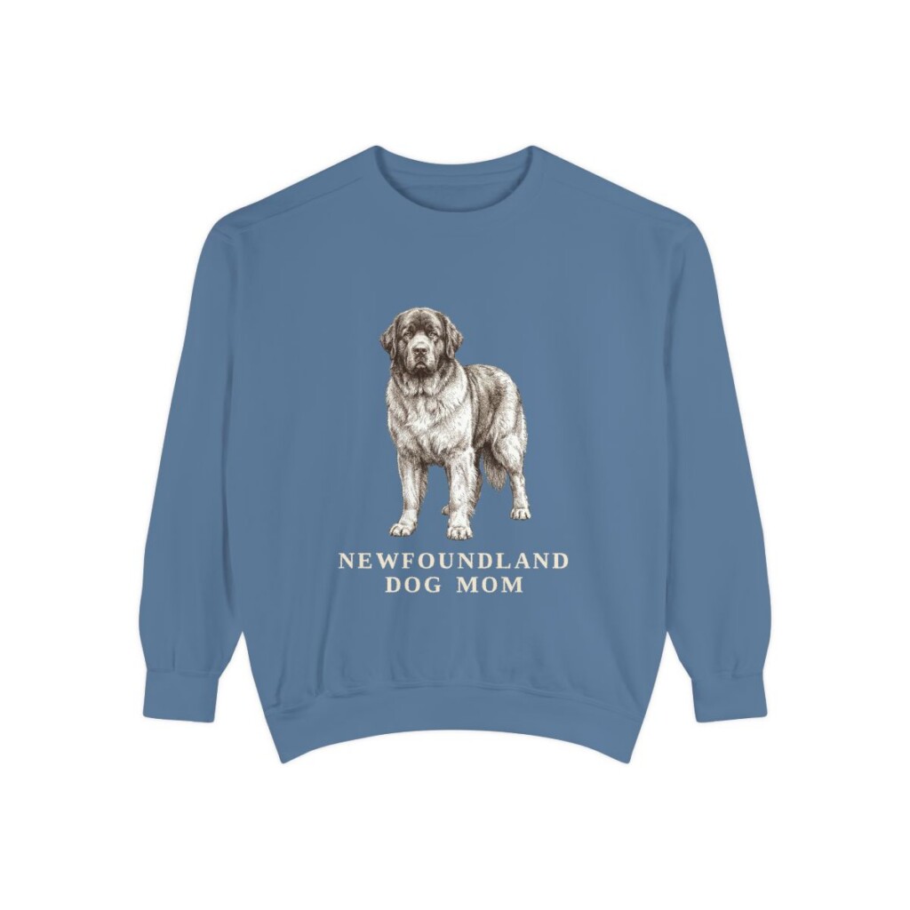 Newfoundland Dog Mom Sweatshirt, Blue Jean, front view