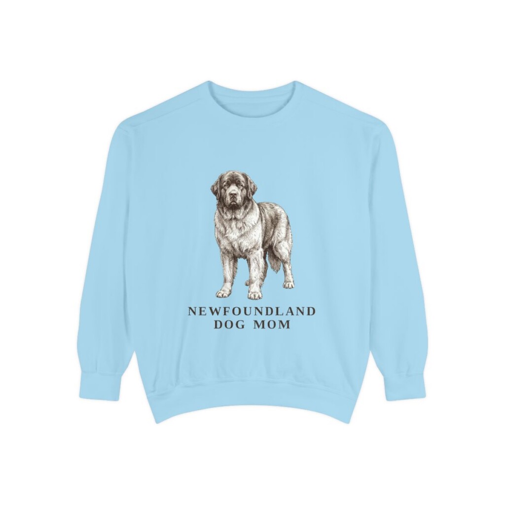 Newfoundland Dog Mom Sweatshirt, Chambray, front view