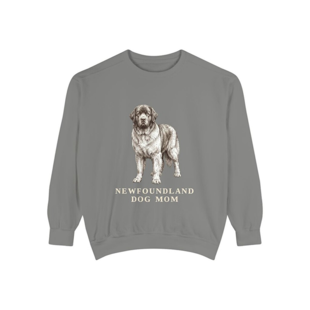 Newfoundland Dog Mom Sweatshirt, Grey, front view