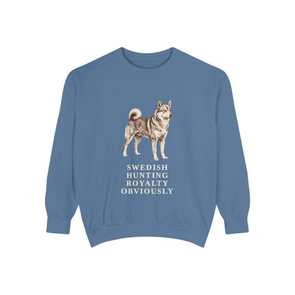 Norrbottenspets Humor Sweatshirt, Blue Jean, front view