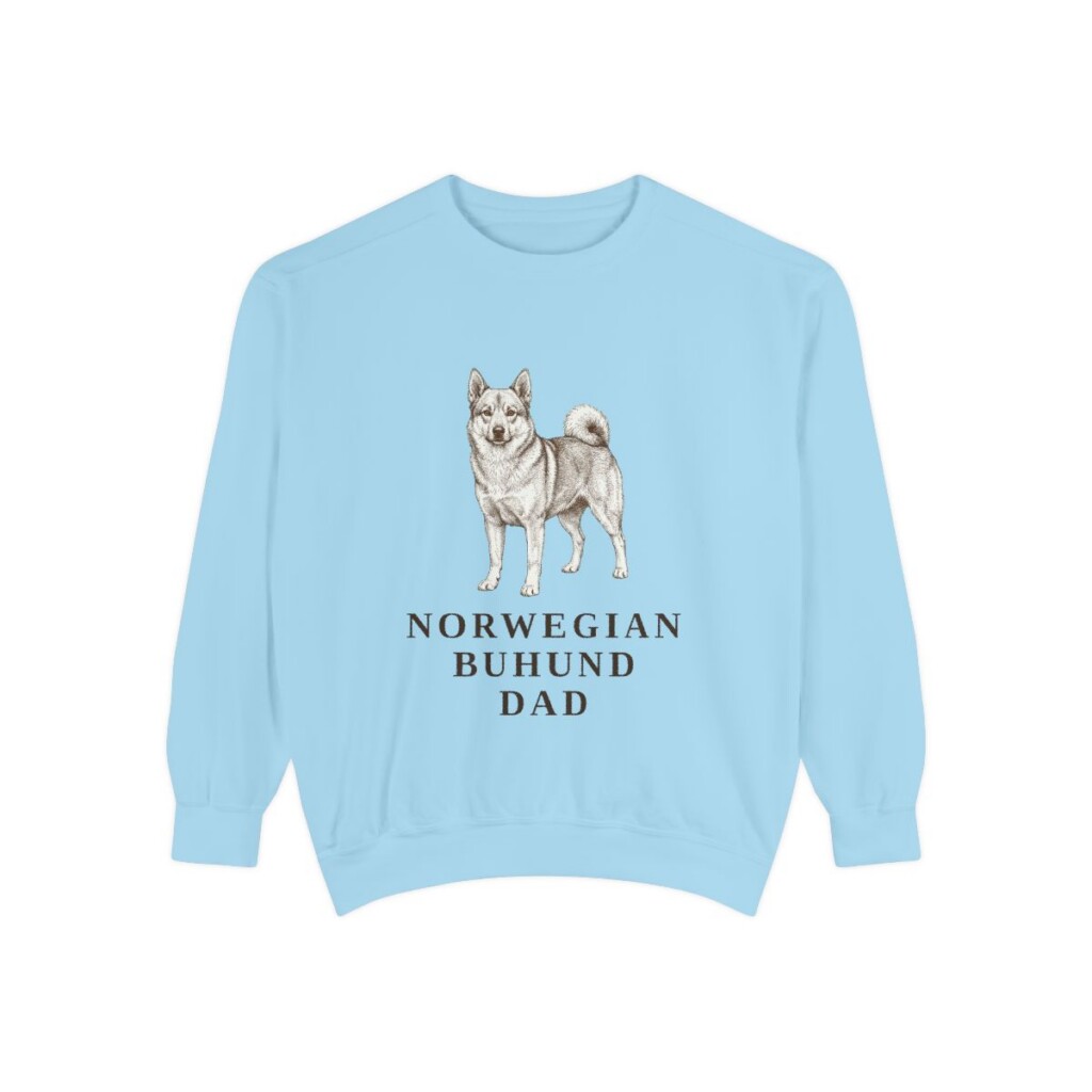 Norwegian Buhund Dad Sweatshirt, Chambray, front view