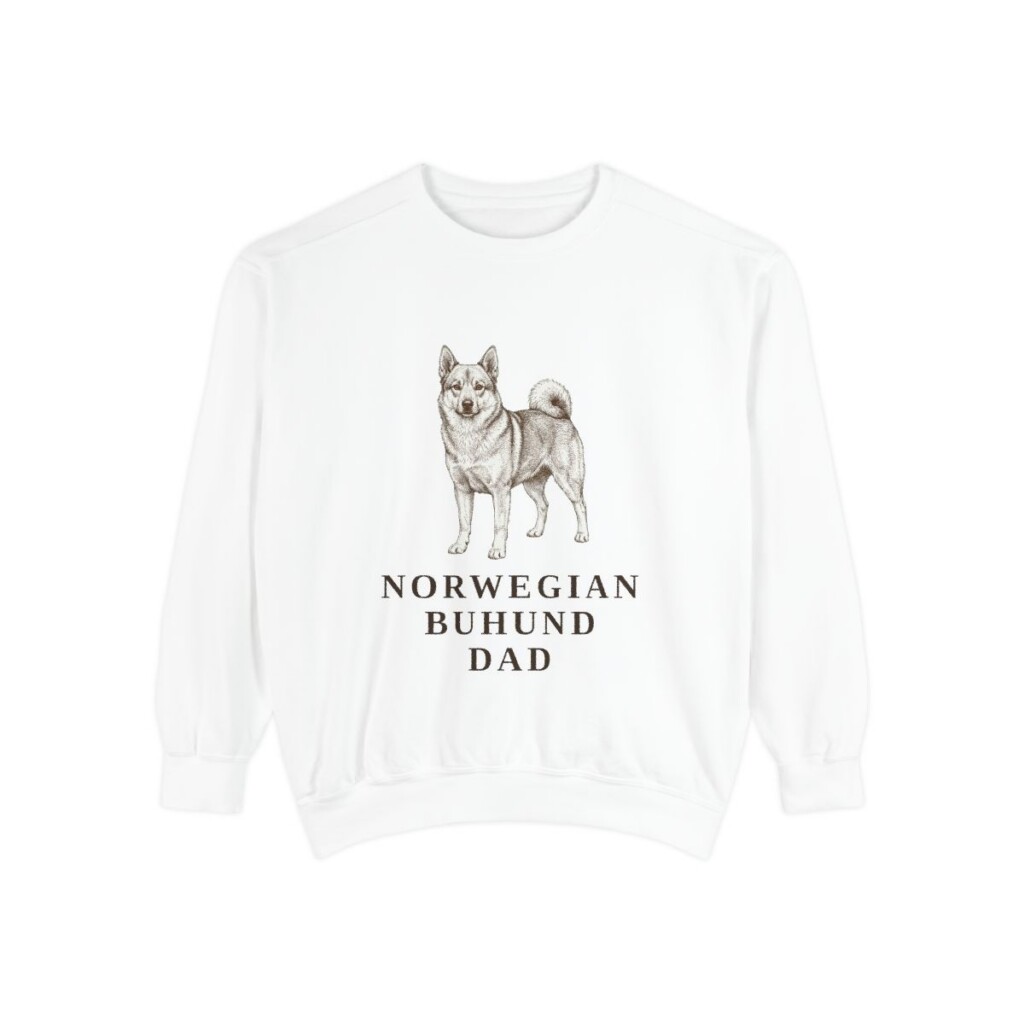 Norwegian Buhund Dad Sweatshirt, White, front view