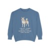 Norwegian Buhund Humor Sweatshirt, Blue Jean, front view