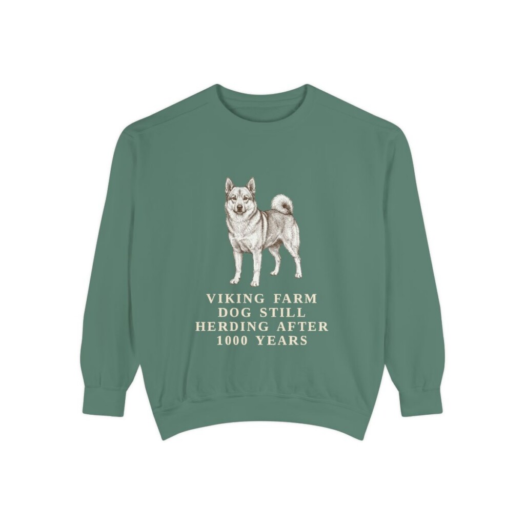 Norwegian Buhund Humor Sweatshirt, Light Green, front view